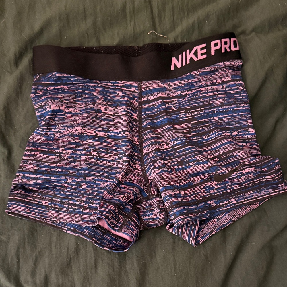 Nike Pro Women's Spandex - Black, dark purple, blue, and pink